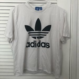 Adidas White Logo Crop Top